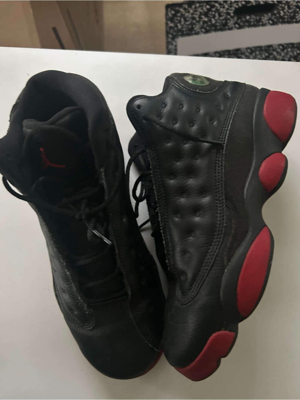 Jordan Boys Black and Red Retro Sneakers